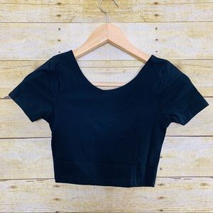 Topshop Tops - Topshop Crop Top Black Stretch Black Size 4 Topshop Tops - Topshop Crop Top Black Stretch Black Size 4
